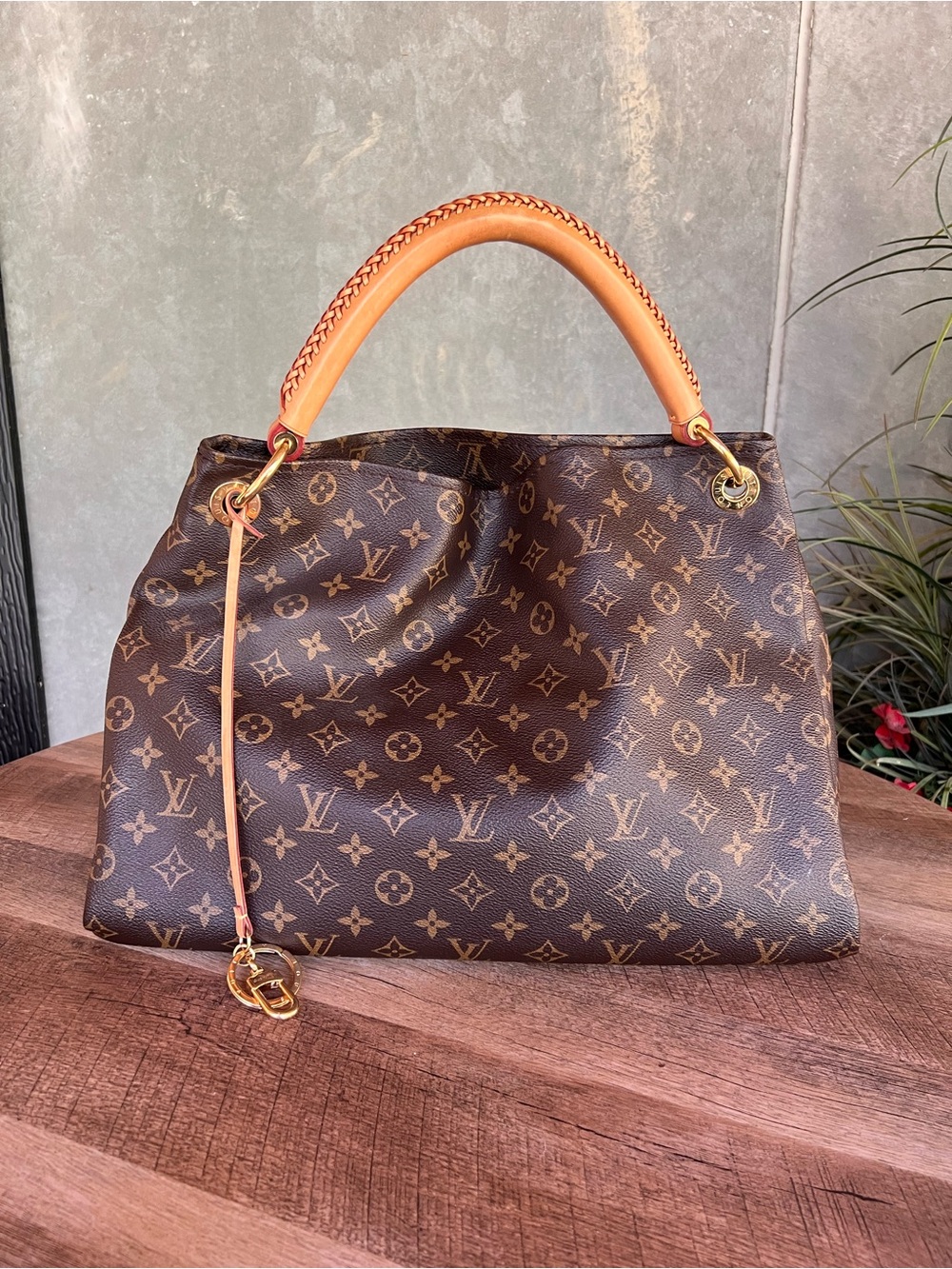 Louis Vuitton Artsy MM Monogram Canvas Braided-Handle HOBO Bag